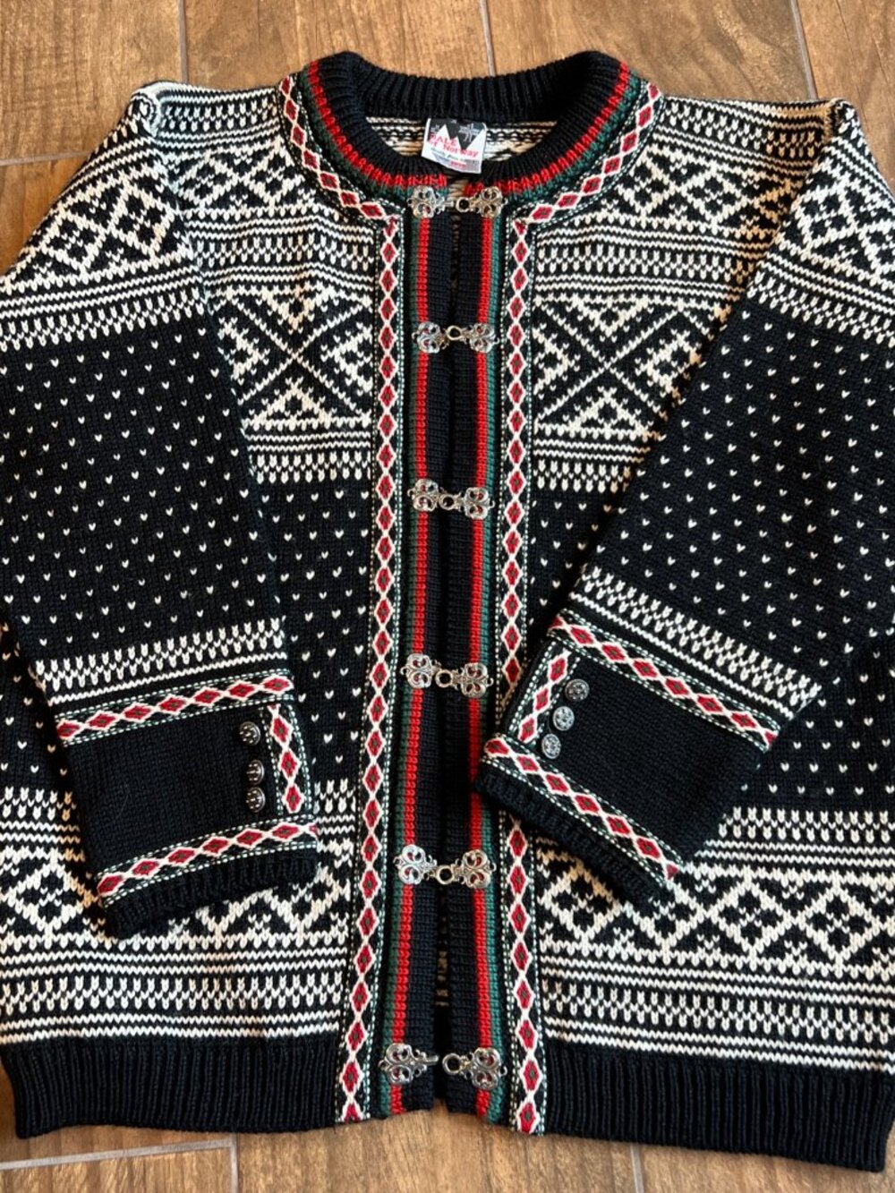 Dale of Norway Faire Isle wool Cardigan Sweater Vintage 90s Medium